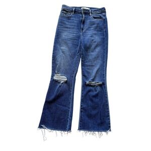 Hidden Los Angeles High Rise Flare Distressed Jeans Blue HD3136C-DK Womens 27